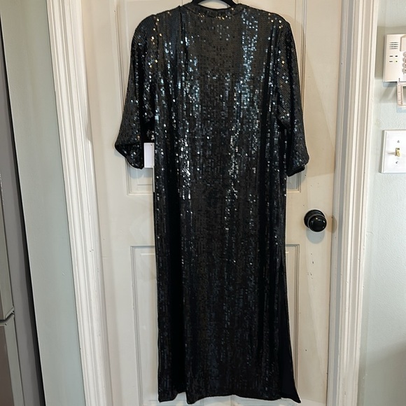 NWT GOOD AMERICAN BLACK SEQUINS ROBE CARDIGAN size 00/0=XS/S - Picture 11 of 11